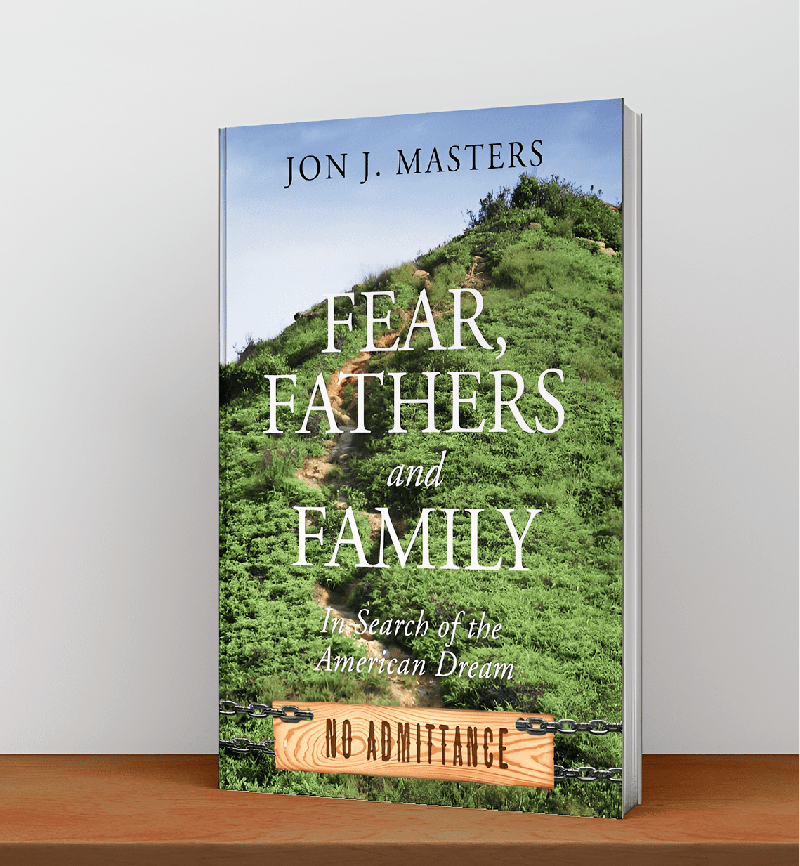 Book cover with green hill background
